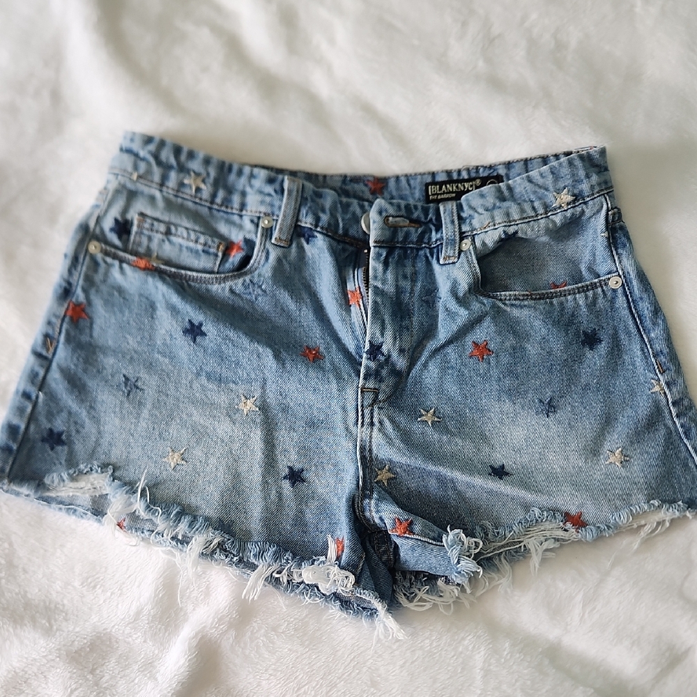 Blank NYC Star-Embellished Denim Shorts